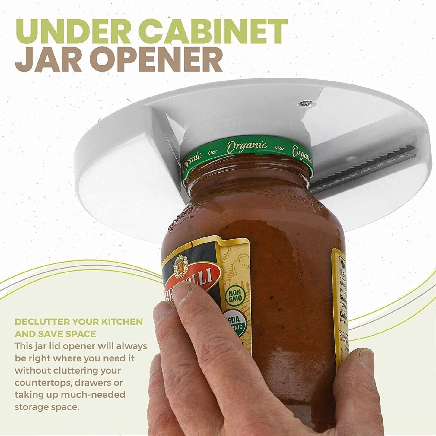 EZ Jar Opener Weak Single Hand under Cabinet Counter Lid Opener Senior Arthritis