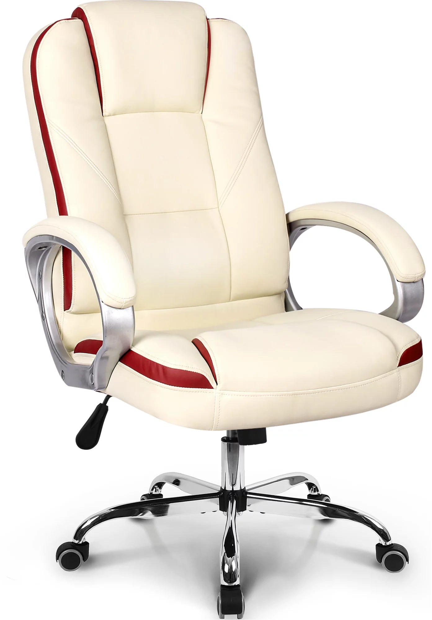 Ergonomic High-Back Executive Leather Office Computer Desk Chair, Ivory