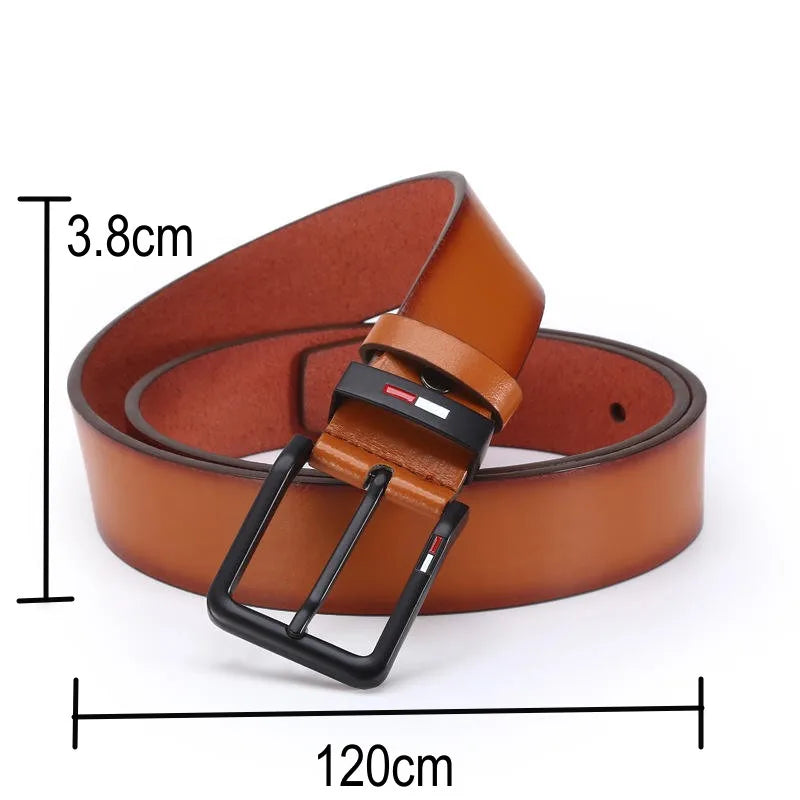 Men's PU Leather Alloy Pin Square Buckle Belt Business Leisure Belts | Fashion Black Coffee Brown Waist Belts for Men