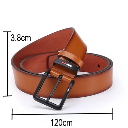 Men's PU Leather Alloy Pin Square Buckle Belt Business Leisure Belts | Fashion Black Coffee Brown Waist Belts for Men