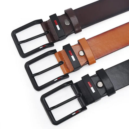 Men's PU Leather Alloy Pin Square Buckle Belt Business Leisure Belts | Fashion Black Coffee Brown Waist Belts for Men