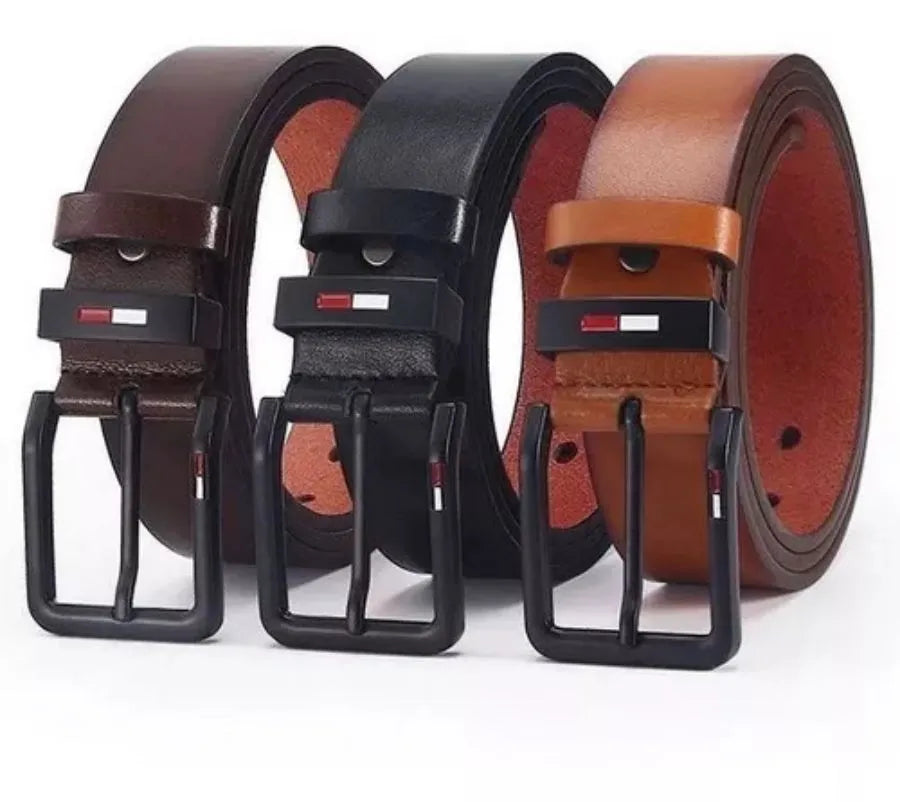 Men's PU Leather Alloy Pin Square Buckle Belt Business Leisure Belts | Fashion Black Coffee Brown Waist Belts for Men