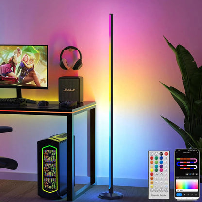 62 Inch WiFi Corner Floor Lamp Smart APP Control Standing Bedside Lamp Dimmable LED RGB Mood Light Gaming Room Decorative Lighting