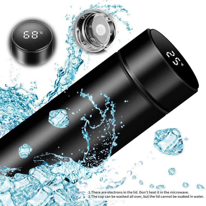 Stainless steel thermos bottle with digital temperature display, Intelligent temperature measurement cup, LED, 500ml