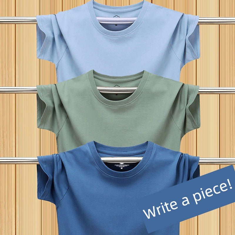 Solid Color Half Sleeve Trendy All-Match Combed Cotton for Young Students