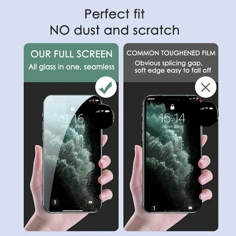 Shield your iPhone 15, 11, X, XR, XS Max, 6, 7, 8 Plus, 13, 12 Mini, or 14 Pro screen with our comprehensive 4-piece 60D full cover protective glass screen protectors