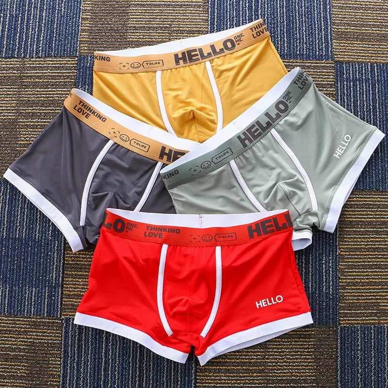 2Pcs/lot Fashion Boxer Men's Panties Underwear Summer Ice Silk Breathable Male Boxers Shorts Cuecas Masculinas Man Calzoncillos