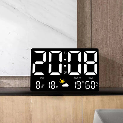 High-Definition Large-Screen Wall Clock Temperature and Humidity Display Weather Clock Multi-Function Color Digital Alarm Clock