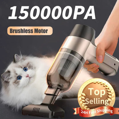 Experience Ultimate Cleanliness: High Suction Power Car Vacuum Cleaner with Brushless Motor - Cordless, Rechargeable, and Portable for Effortless Cleaning Anywhere