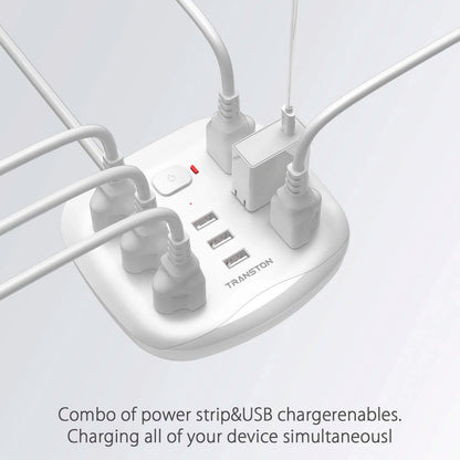 Power Strip Surge Protector 6 Outlet 3 USB with Switch Control & Flat Plug Fireproof Heavy Duty Extension Cord Compact