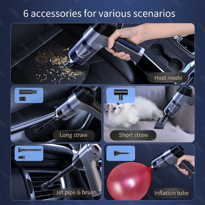 Experience Ultimate Cleanliness: High Suction Power Car Vacuum Cleaner with Brushless Motor - Cordless, Rechargeable, and Portable for Effortless Cleaning Anywhere