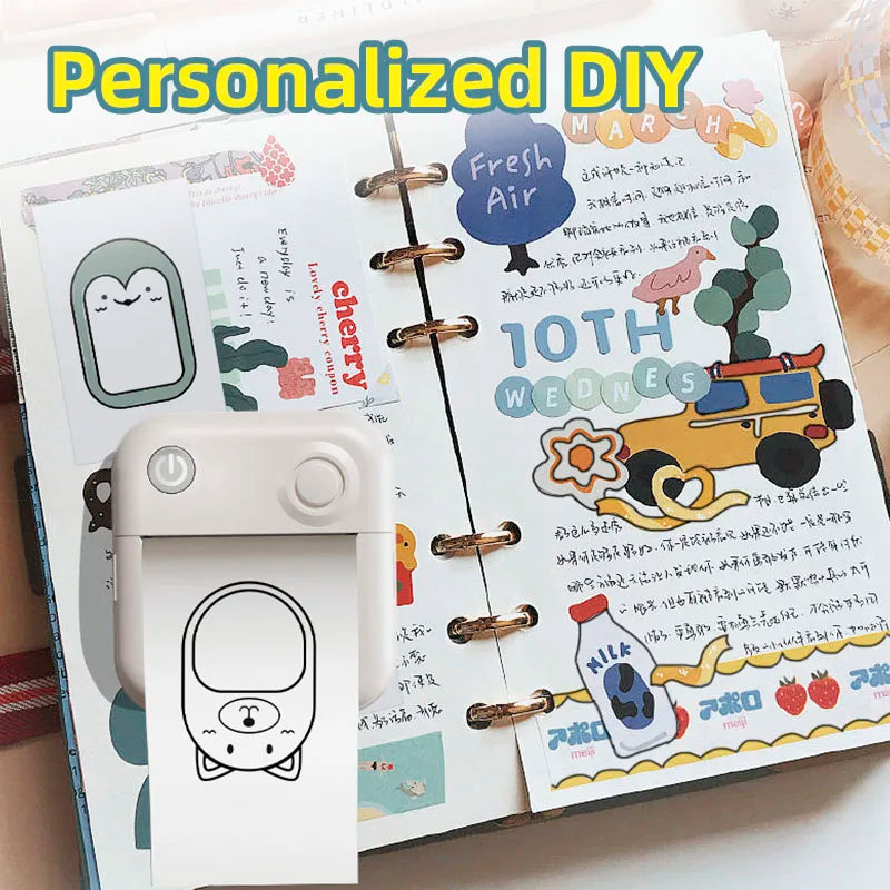 Mini handheld portable wireless thermal sticker printing label printer