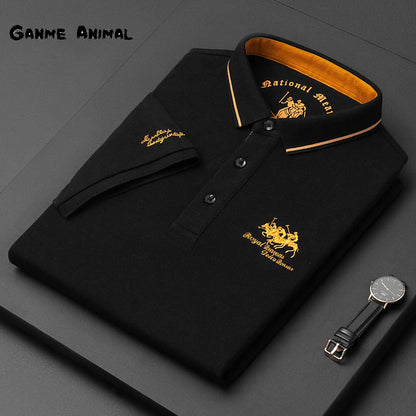 2024 Summer Korean  Embroidered Polo Shirt Men's Luxury Top Casual Lapel Short Sleeve T-shirt Fashion Anti-wrinkle Men T Shirt