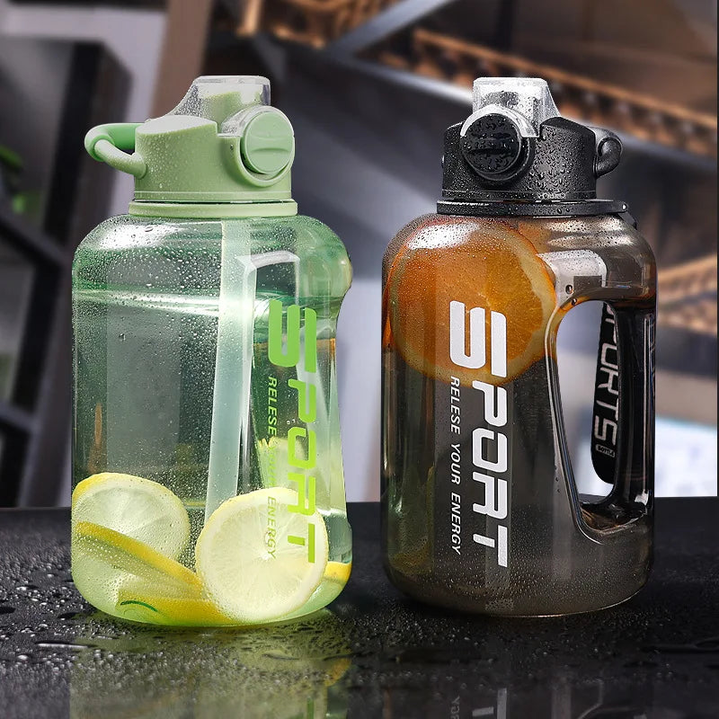 1700ML-2500ML Ton ton cup fitness super large capacity sports water bottle plastic space cup Ton ton straw cup Ton ton bucket