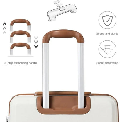 Travel in Style: 4-Piece Hardshell Luggage Set with Spinner Wheels, Lightweight Design, and TSA Lock - Available in Apricot White for Effortless Exploration(Sizes:20in24in28in))