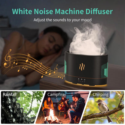 450ml Flame Humidifier Aromatherapy Diffuser RGB Ultrasonic Aromatic Essences House Air Humidifier Bedoom with Bluetooth Audio