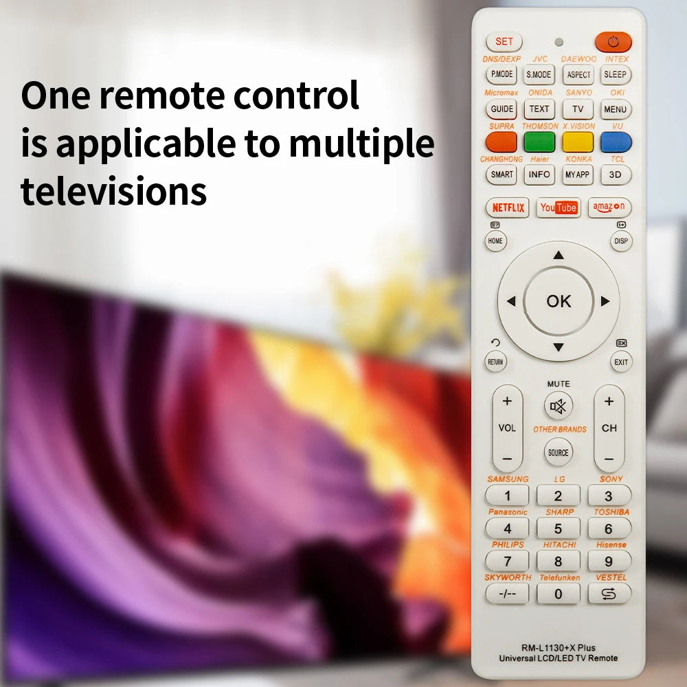 Universal TV RM-L1130+X Replacement Remote Control For All Brand Television  Samsung TV Sharp TV LG Tv Sony TV Panasonic TV Hitachi TV Hisense Tv Philips TV Hitachi TV  TV RM-L113+12 RM-L1130+8