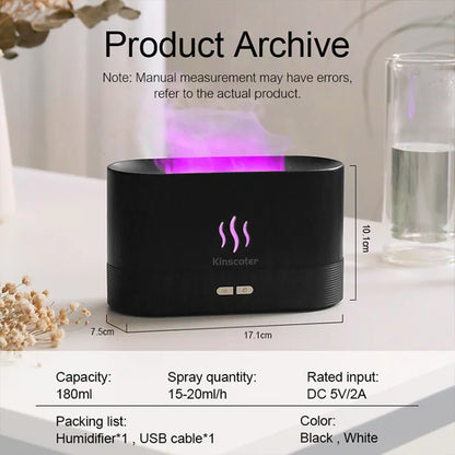 Upgrade Your Atmosphere: 180ML Essential Oil Diffuser with Flame Light Effect - Perfect for Large Rooms, Bedrooms, Offices, Shops, and Gyms