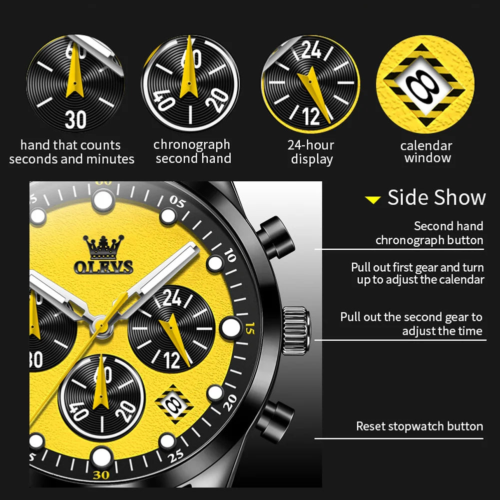 Original Fashion Men's Watches Multifunctional Silicone Adhesive Tape Quartz Watch Luminous Calendar Wristwatch