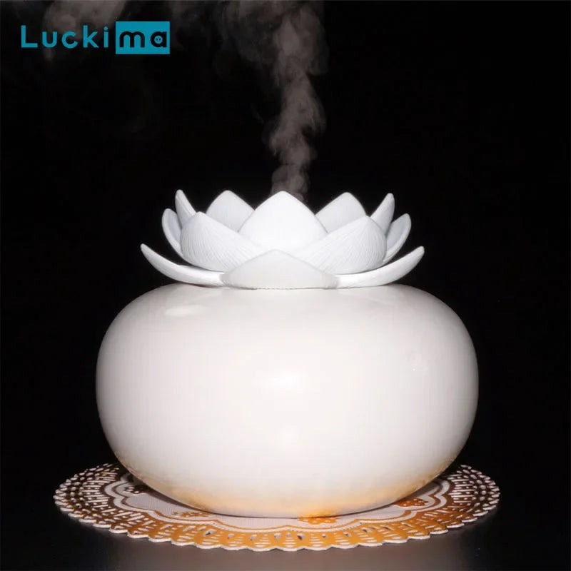 Lotus Air Humidifier Aroma Diffuser for Home Office Yoga Aromatherapy Essential Oil Diffuser Mini USB Ceramics Mist Maker