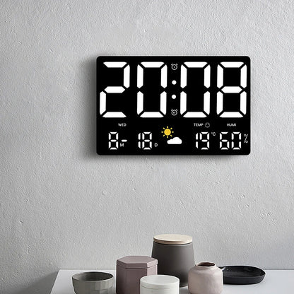 High-Definition Large-Screen Wall Clock Temperature and Humidity Display Weather Clock Multi-Function Color Digital Alarm Clock