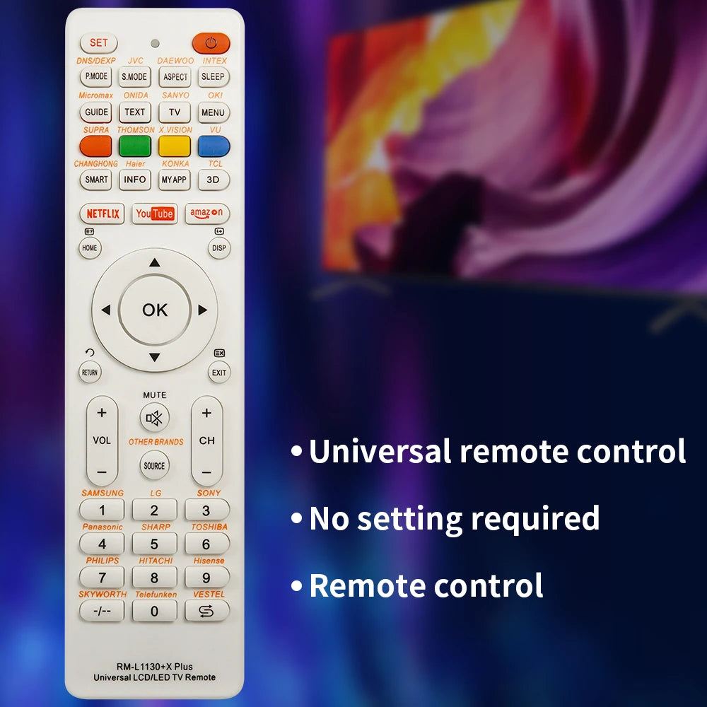 Universal TV RM-L1130+X Replacement Remote Control For All Brand Television  Samsung TV Sharp TV LG Tv Sony TV Panasonic TV Hitachi TV Hisense Tv Philips TV Hitachi TV  TV RM-L113+12 RM-L1130+8