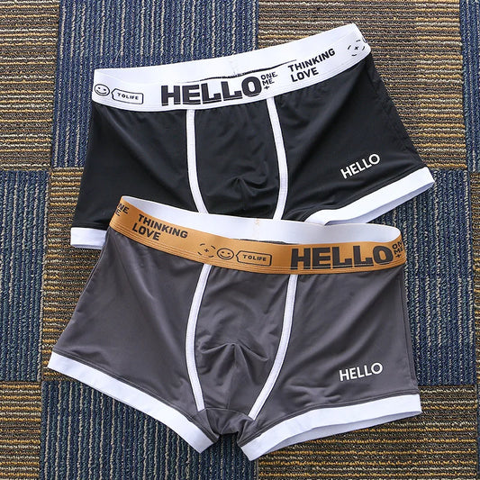 2Pcs/lot Fashion Boxer Men's Panties Underwear Summer Ice Silk Breathable Male Boxers Shorts Cuecas Masculinas Man Calzoncillos