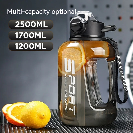 1700ML-2500ML Ton ton cup fitness super large capacity sports water bottle plastic space cup Ton ton straw cup Ton ton bucket