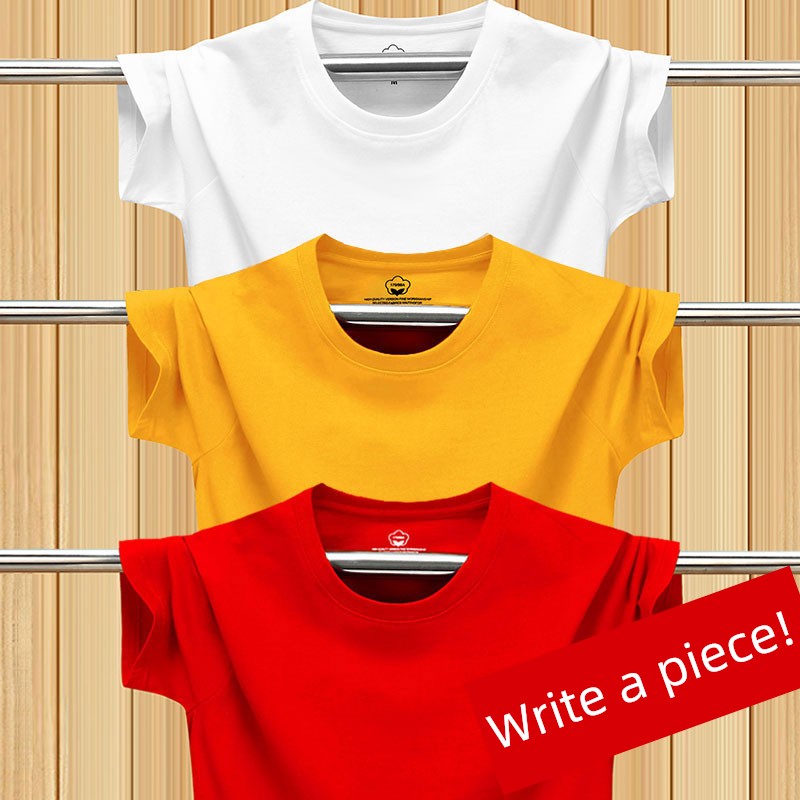 Solid Color Half Sleeve Trendy All-Match Combed Cotton for Young Students