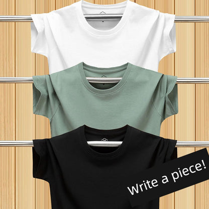 Solid Color Half Sleeve Trendy All-Match Combed Cotton for Young Students