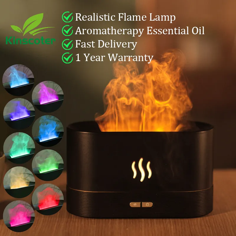 Upgrade Your Atmosphere: 180ML Essential Oil Diffuser with Flame Light Effect - Perfect for Large Rooms, Bedrooms, Offices, Shops, and Gyms