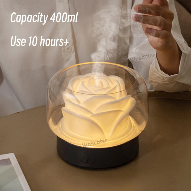 Flower Aroma Diffuser Electric Mist Maker Aromatherapy 400ml Essential Oil Air Humidifier for Holidays Gift