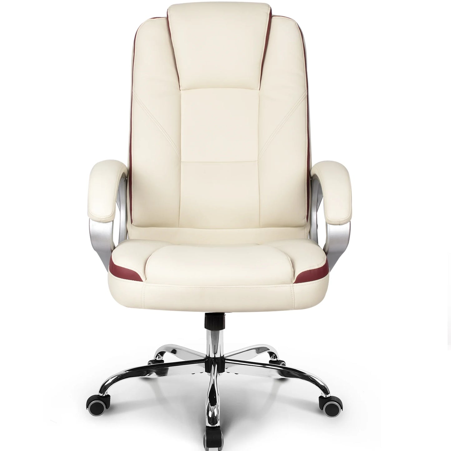 Ergonomic High-Back Executive Leather Office Computer Desk Chair, Ivory